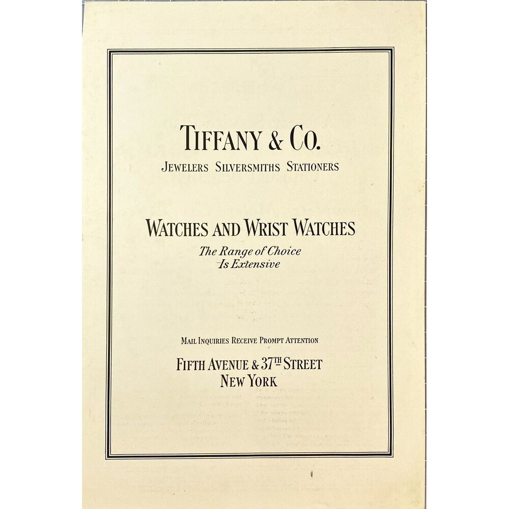 Tiffany & Co. "Watches and Wrist Watches" Vintage Print Ad 1930